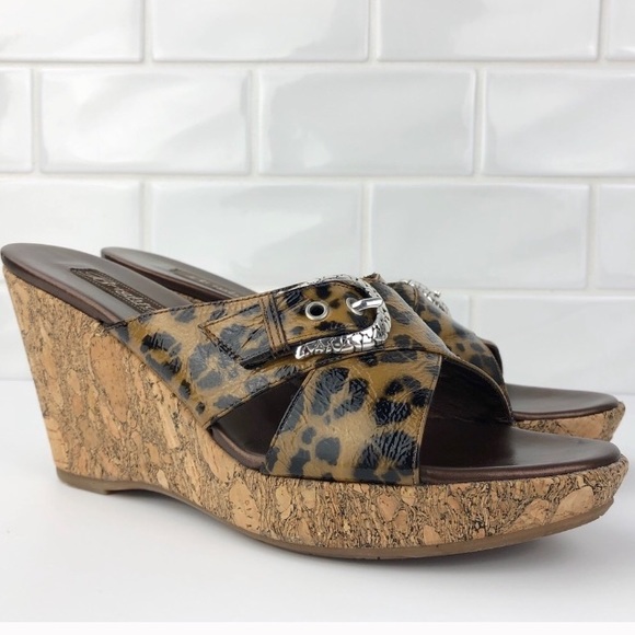 Brighton Leopard Animal Print Wedge Sandals SZ 9 - Picture 4 of 7